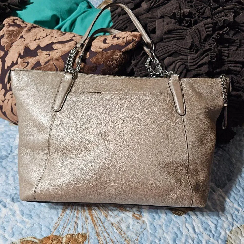 Coach Metallic Ava Chain Tote Purse Shoulder Bag